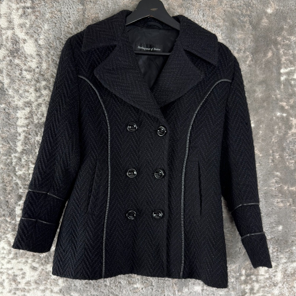 Sterlingwear of Boston Size XSS Wool Blend Notched Blazer Jacket Black Button